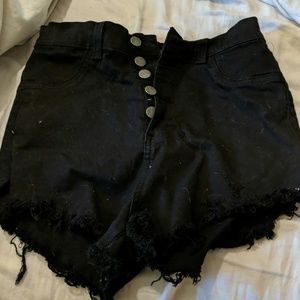 Black denim shorts